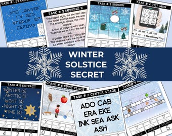 Geheime Escape Room Winter Solstice: afdrukbare puzzel voor kinderen (7-12 jaar)