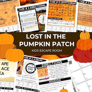 Pumpkin Patch Escape Room Kit: Printable Puzzle Game for Kids (Ages 6-8)