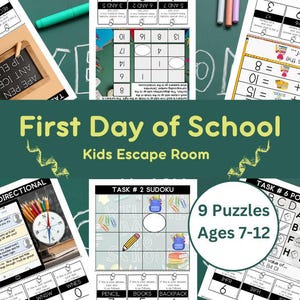 Escape Room for Kids - First Day of School Adventure - Kids Escape Room - Escape Room Kit - Printable Escape Room - Ages 7-12