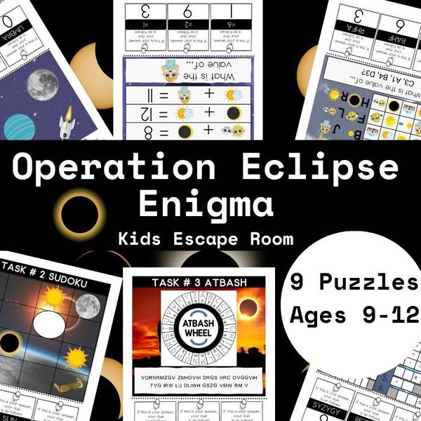 Kids Escape Room - Operation Eclipse Enigma - Escape Room for Kids - Eclipse Escape Room - Ages 9-12