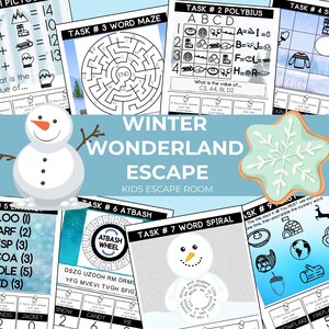 Escape Room del País de las Maravillas Invernal: Juego de rompecabezas imprimible para niños (PDF)