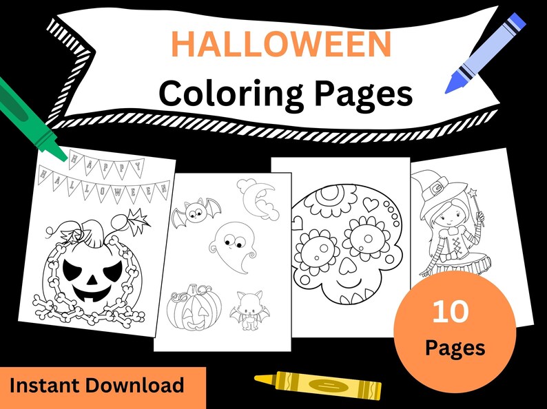 Halloween Coloring Sheets - Etsy