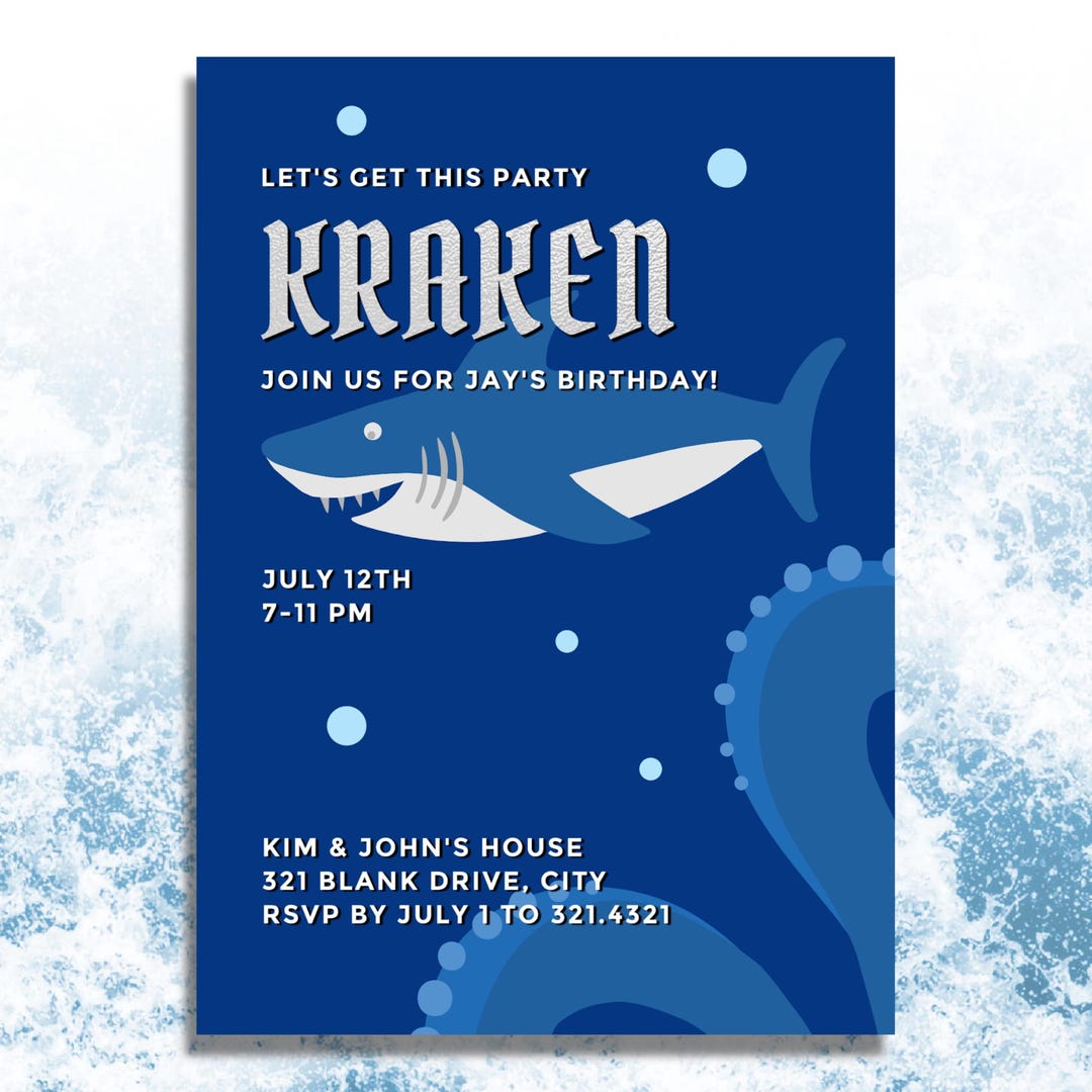 Let's Get This Party KRAKEN Boys Birthday Invitation - Etsy