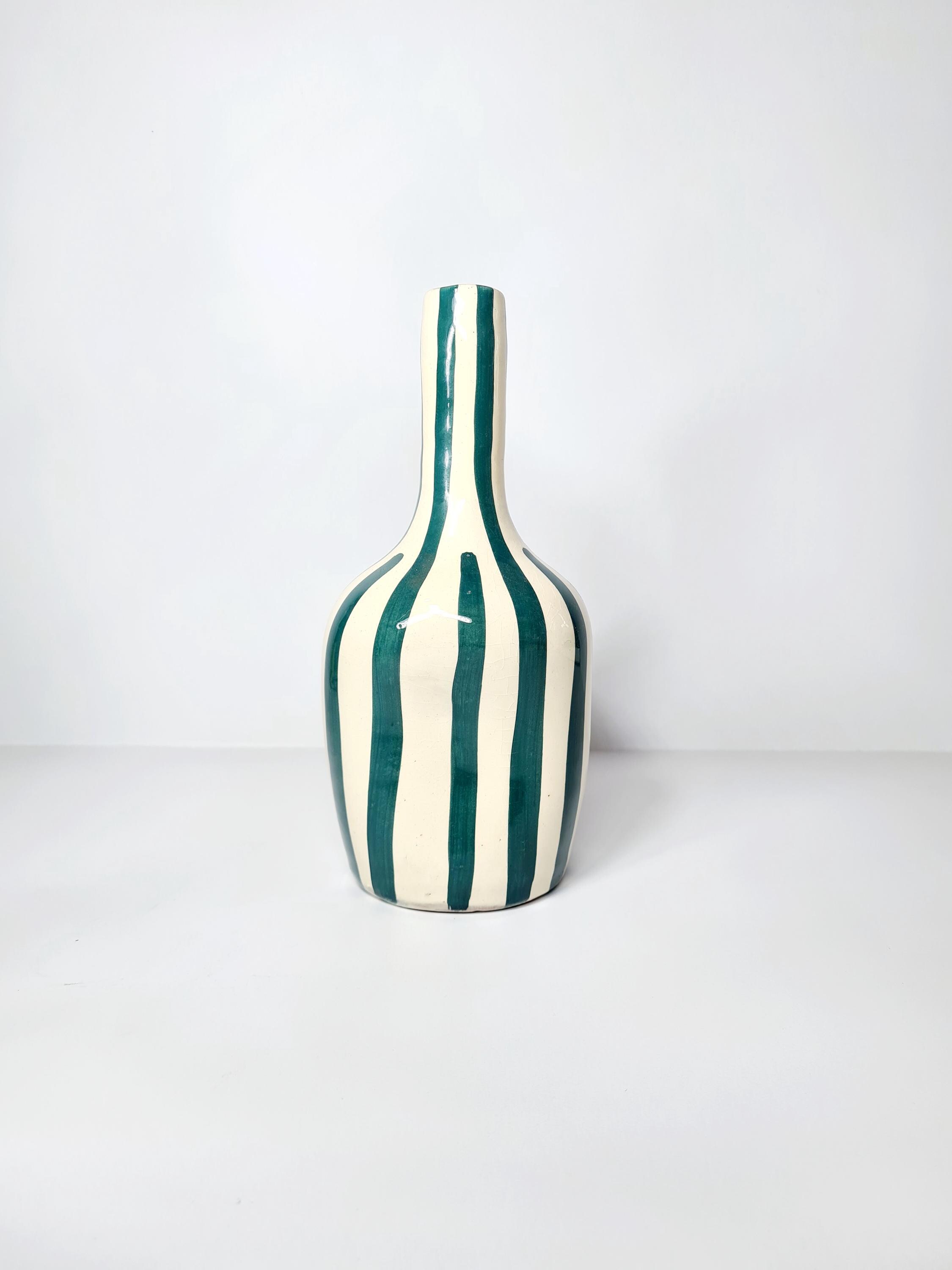 Pastel Striped Ceramic Vase