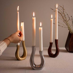 U-Shaped Candle Holder - Modern Dual Taper Candle Holder - Dual Candlesticks Holder