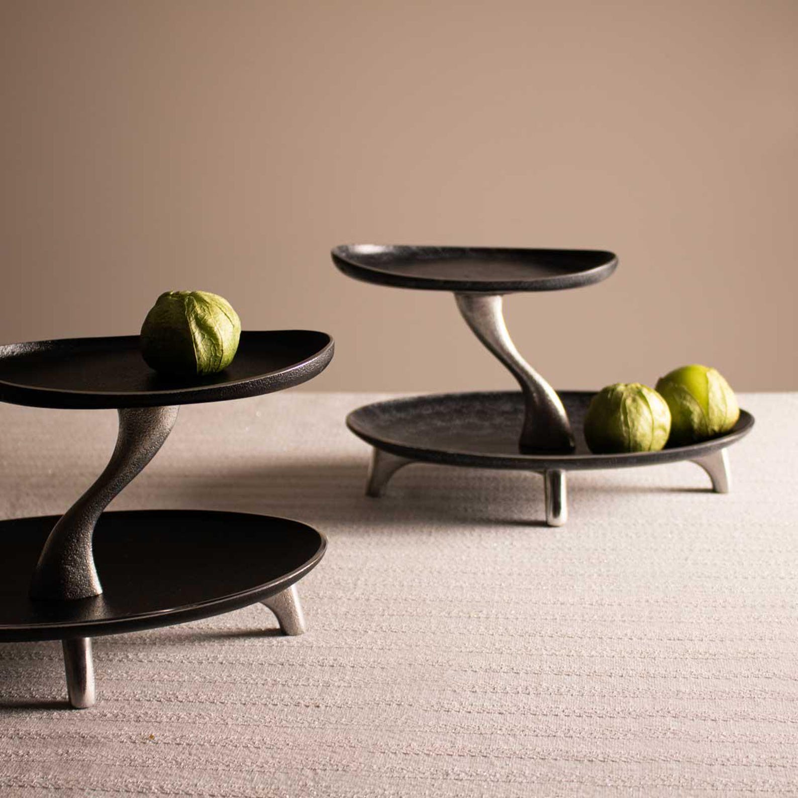 2 Tier Serving Tray: Elegant Dessert & Sweet Stand - Handmade - Brown
