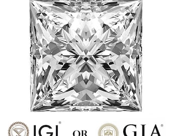 0.50 Ct Princess Cut Lab Grown Diamond: E Color, VVS2 Clarity (IGI Certified)