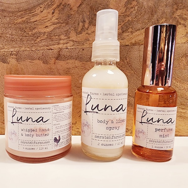 Luna Gift Set Perfume Mist Farms Natural Organic Clean Makeup Bath and Body Moisturizer Farm Oils  Fragrance Goat Body Butter Body Spray