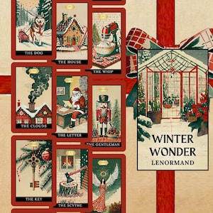 Jeu de 36 cartes Lenormand Plaisir d'hiver | Cartes Oracle Lenormand vintage pour les fêtes de Noël, boîte incluse | Cartomancie de Lenormand
