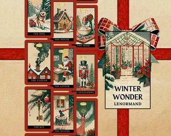 Winter Wonder Lenormand Deck 36 Cards | Vintage Christmas Holiday Lenormand Oracle Cards Including Box | Lenormand Cartomancy