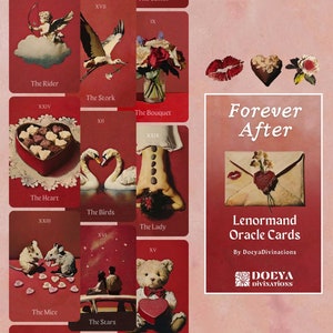 Lovers Lenormand Forever After 36 Oracle Card Deck w/ Box | Romantyczna miłość | Karty wróżbiarskie do wróżenia psychicznego