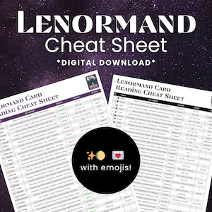 Lenormand Card Reading Printable Cheat Sheet | One Page Digital Download Lenormand Card Meanings | Learn to Read Lenormand Cards Fast & Easy