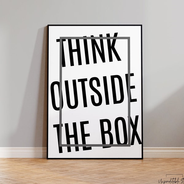 Poster "Think outside the box" | Minimalistisches Typoposter | Moderne Typografie | Inspirierende Wanddeko | Büroposter | Ideen | Motivation