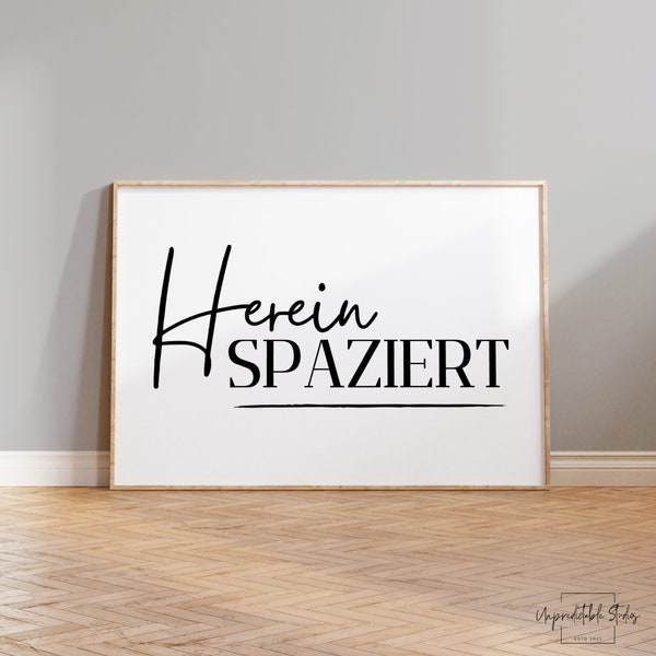 Poster "Hereinspaziert" | Willkommen | Eingangsbereich | Flur | Willkommensposter | Hallo | Modernes Typoposter | Minimalistische Typografie