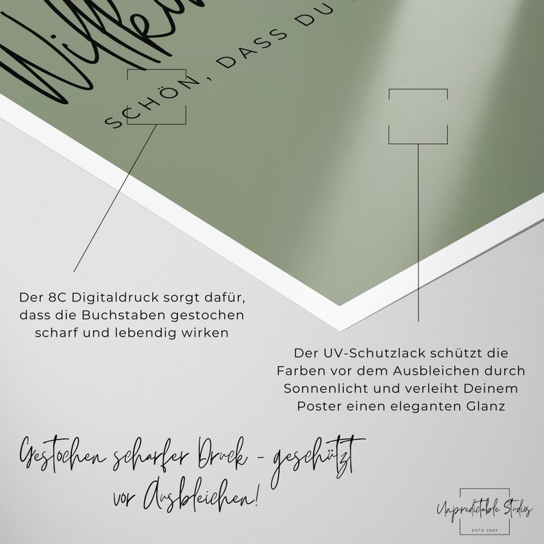 Poster Willkommen Schön, dass du da bist Modernes Willkommensposter Minimalistisches Typoposter Typografie Eingangsbereich Bild 5