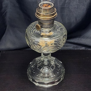 Vintage 1940s - Aladdin Washington Drape Clear Glass Oil Lamp with Nu-Type Model B Burner