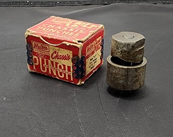 Vintage 1950s Walsco Electronics Radio Chassis Knockout Punch 1-1/16" Round - Used Condition - Original Box