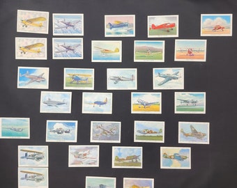 Vintage Wings Cigarette Cards - Set of 31 with Duplicates - Aviation Tobacco Advertising Trading Cards from the 1940s