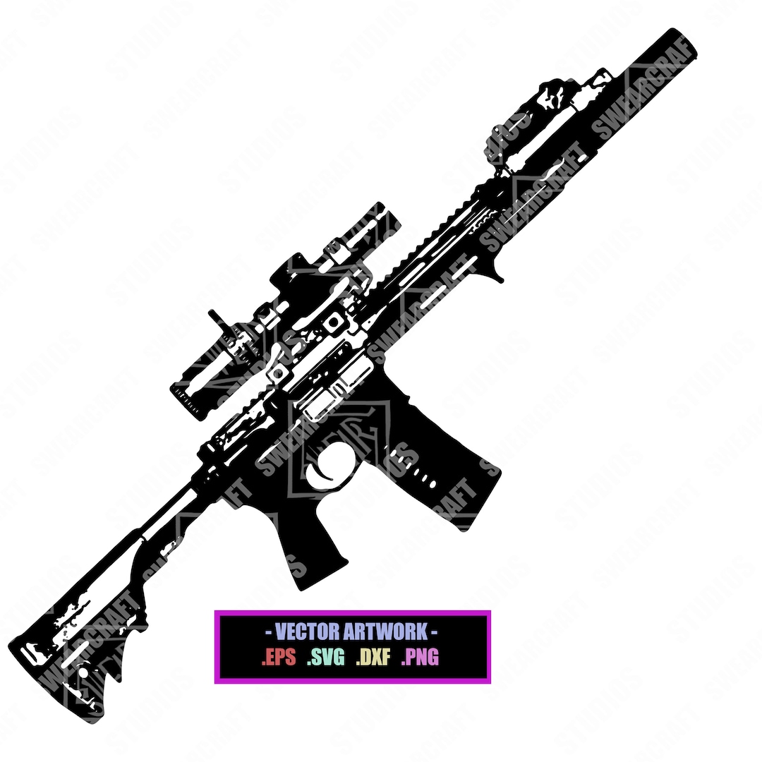 AR15 Detailed Vector Silhouette Engraving Tshirts Crafts Etsy
