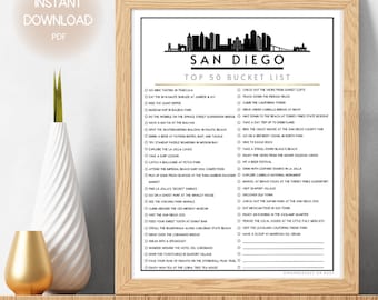 San Diego Bucket List | Printable Top 50 Things to Do in San Diego List | Must See Destination in SD California | Instant Download Checklist