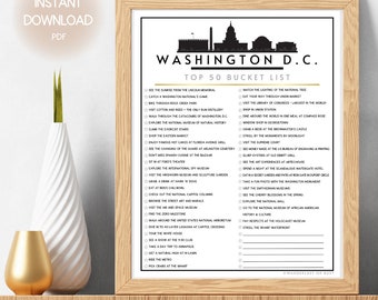 Washington D.C. Bucket List | Printable Top 50 Things to Do in DC List | Must See Destination in Washington DC | Instant Download Checklist
