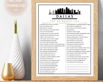 Dallas Bucket List | Printable Top 50 Things to Do in Dallas Texas List | Must See Destinations in Dallas TX | Instant Download Checklist