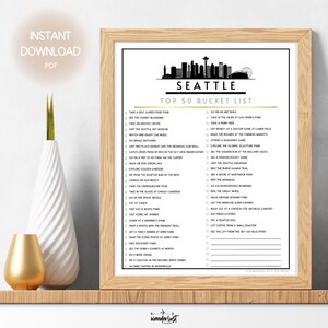 Lista de desejos de Seattle | Lista das 50 melhores coisas para fazer em Seattle para impressão | Destinos imperdíveis Seattle Washington | Lista de verificação de download instantâneo