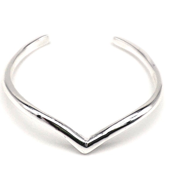 Bague d'orteil à chevrons en argent sterling massif 925 avec fine bande réglable pour femme