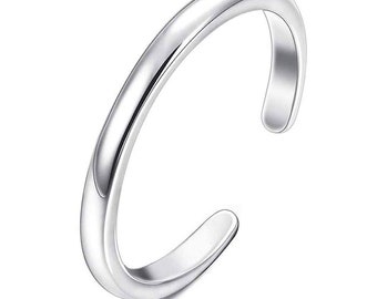 Thin Band Toe Ring 925 Sterling Silver Adjustable Toe Ring For Women