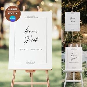 Rehearsal Dinner Welcome Sign Customizable Canva Template Printable Welcome Sign Wedding Rehearsal Dinner Sign Instant Download DIY Decor