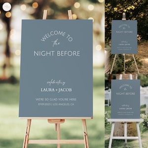 Minimal Rehearsal Dinner Sign Customizable Template Printable Welcome Sign Wedding Rehearsal Dinner Welcome Sign Instant Download Light Blue