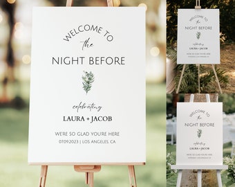 Rehearsal Dinner Welcome Sign Customizable Canva Template Printable Welcome Sign Wedding Rehearsal Dinner Sign Instant Download Botanical