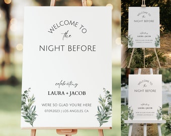 Rehearsal Dinner Welcome Sign Customizable Canva Template Printable Welcome Sign Wedding Rehearsal Dinner Sign Instant Download Botanical