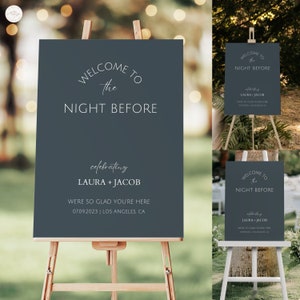 Minimal Rehearsal Dinner Sign Customizable Template Printable Welcome Sign Wedding Rehearsal Dinner Welcome Sign Instant Download Navy Blue