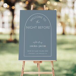 Minimal Rehearsal Dinner Sign Customizable Template Printable Welcome Sign Wedding Rehearsal Dinner Welcome Sign Instant Download Light Blue