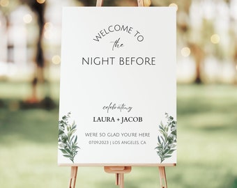 Rehearsal Dinner Welcome Sign Customizable Canva Template Printable Welcome Sign Wedding Rehearsal Dinner Sign Instant Download Botanical