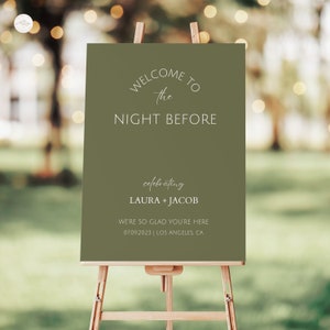 Minimal Rehearsal Dinner Sign Customizable Template Printable Welcome Sign Wedding Rehearsal Dinner Welcome Sign Instant Download Sage Green