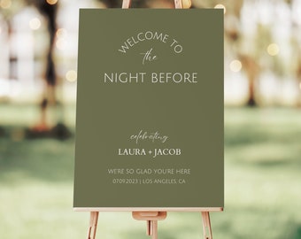 Minimal Rehearsal Dinner Sign Customizable Template Printable Welcome Sign Wedding Rehearsal Dinner Welcome Sign Instant Download Sage Green