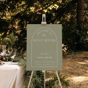 Minimal Rehearsal Dinner Sign Customizable Template Printable Welcome Sign Wedding Rehearsal Dinner Welcome Sign Instant Download Sage Green