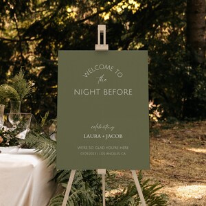 Minimal Rehearsal Dinner Sign Customizable Template Printable Welcome Sign Wedding Rehearsal Dinner Welcome Sign Instant Download Sage Green