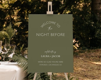 Minimal Rehearsal Dinner Sign Customizable Template Printable Welcome Sign Wedding Rehearsal Dinner Welcome Sign Instant Download Sage Green