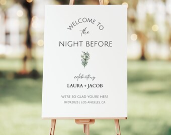 Rehearsal Dinner Welcome Sign Customizable Canva Template Printable Welcome Sign Wedding Rehearsal Dinner Sign Instant Download Botanical