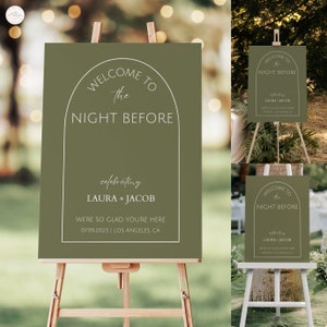 Minimal Rehearsal Dinner Sign Customizable Template Printable Welcome Sign Wedding Rehearsal Dinner Welcome Sign Instant Download Sage Green
