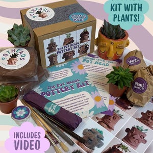 Pottery Kit for Two: Make Pot Head Planters with Plant Hairstyles