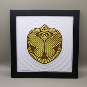 TOMORROWLAND FESTIVAL (opera d'arte incorniciata in 3D) / decorazione murale personalizzata per DJ EDM / 9"x9" Decorazione per festival musicali eco-progettata e conveniente / di Decibel Designs