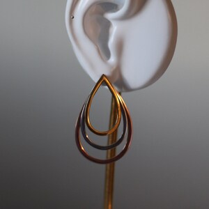 Copper Silver Gold Mixed Teardrop Earring