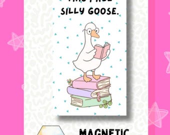 Silly Goose Holographic Magnetic Bookmark | Funny Reading Accessory (Digital Download)