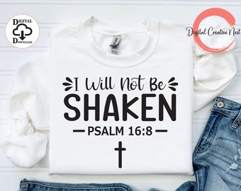 Nie będę wstrząśnięty SVG, chrześcijański krzyż SVG, werset biblijny SVG, plik do cięcia modlitwy, wiara religijna SVG, patrz w przyszłość i ufaj Bogu SVG