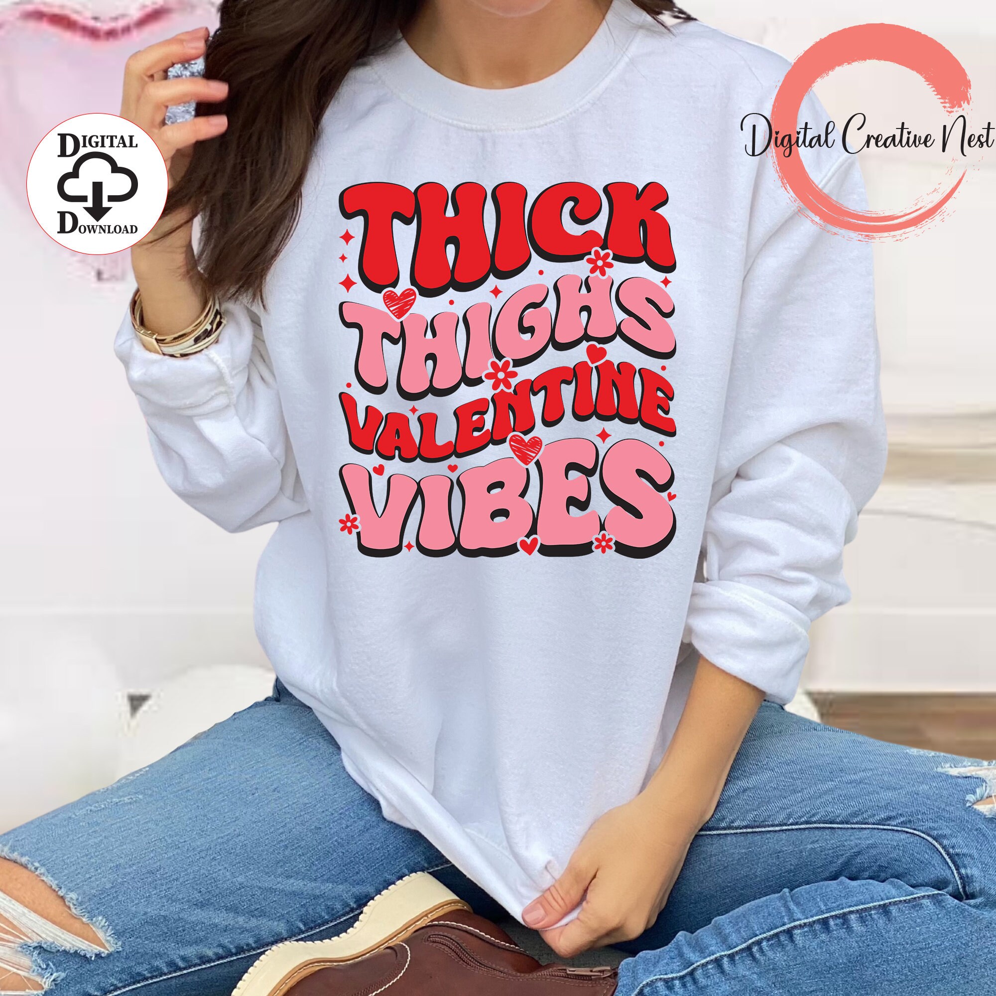 Thick Thighs Valentine Vibes SVG, Funny Valentines Svg, Love Quote ...