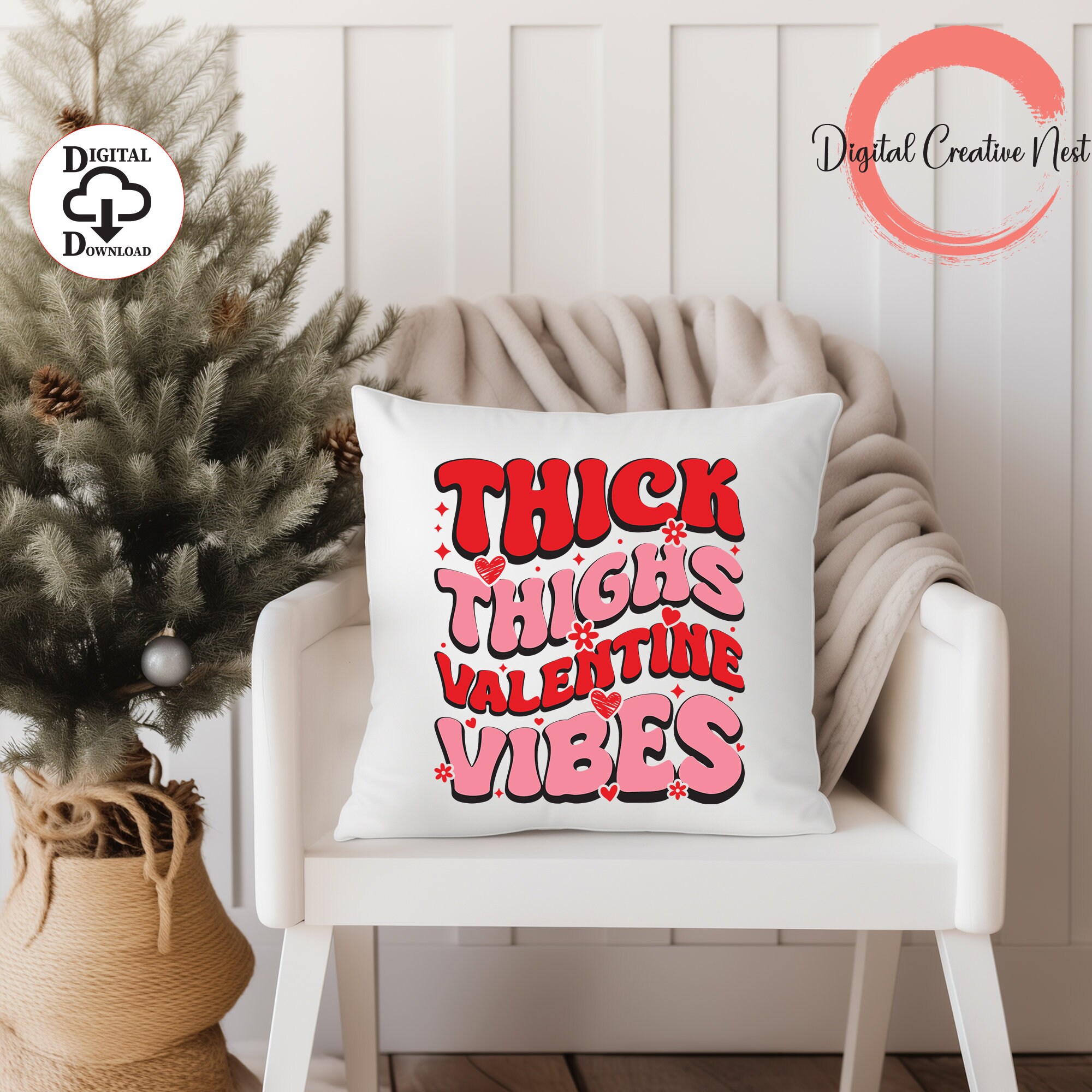 Thick Thighs Valentine Vibes SVG, Funny Valentines Svg, Love Quote ...